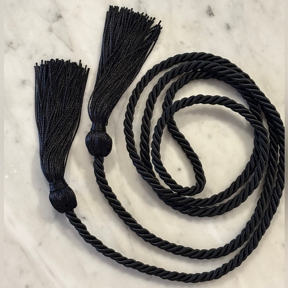Black Twisted Tassel Rope Belt - Women Accessories
